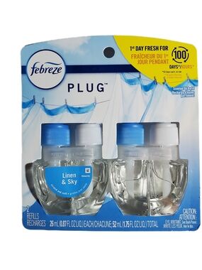 Febreze PLUG Scented Oil Refill Duo in "Linen & Sky" New